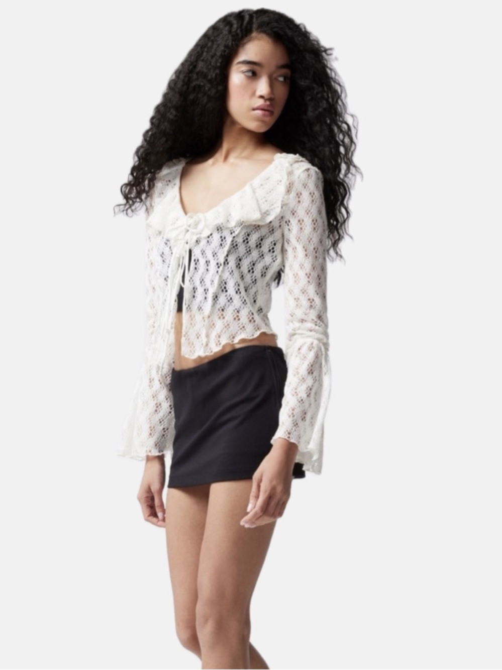 Urban Outfitters Gossamer Sheer Lace Flyaway Top